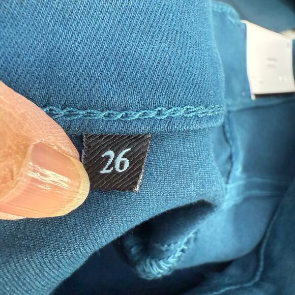 7 for All Mankind Jeans Women's 26 (2)Teal Blue High Waist Ankle Skinny NWT - Picture 9 of 16